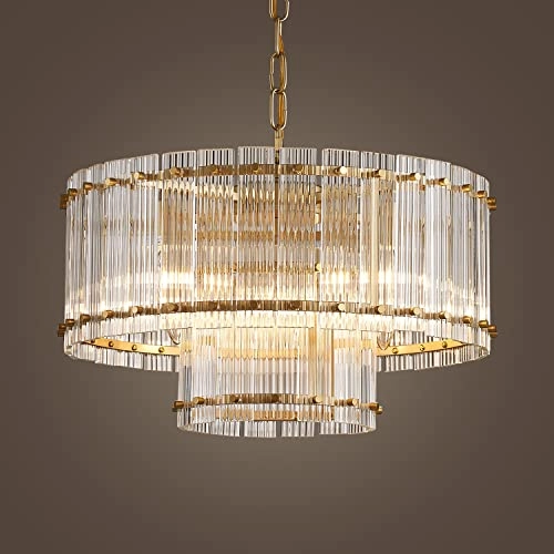 Moder Glass Chandelier - Doule Layer Drum 5-Light