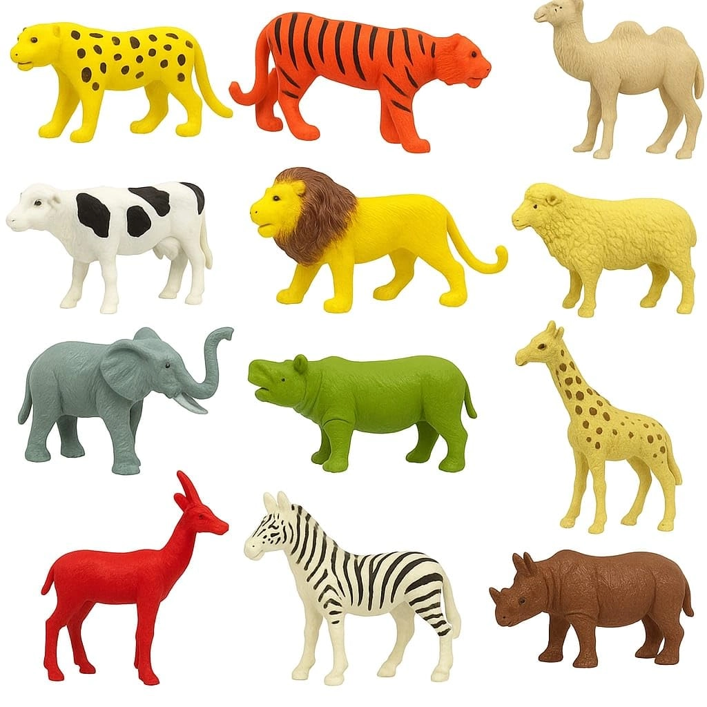 LIZTORA Wild Animals Toy Set - 3 years+ 12 pieces