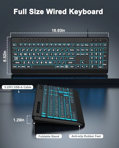 Large Print Backlit Keyboard - US Wired
