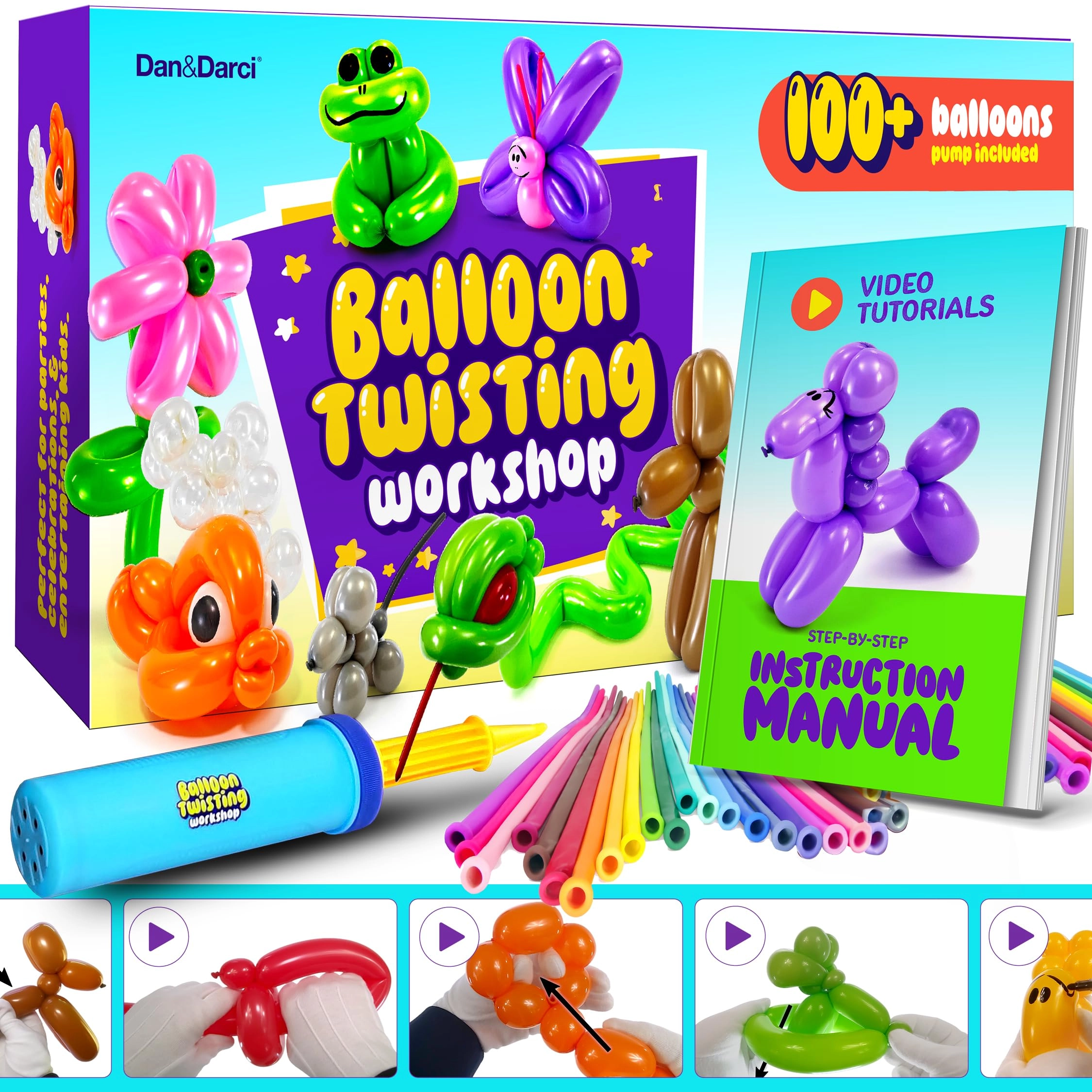 Dan&Darci Balloon Animal Twisting Kit - 8-12 years 100 pcs