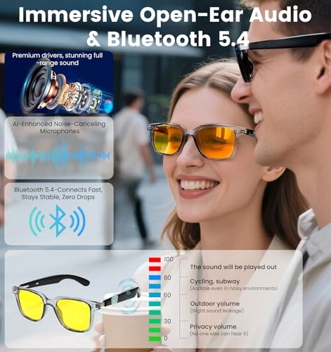 Hyper MZT AI Glasses - 100+ Languages Bluetooth 5.4 Yellow Lens