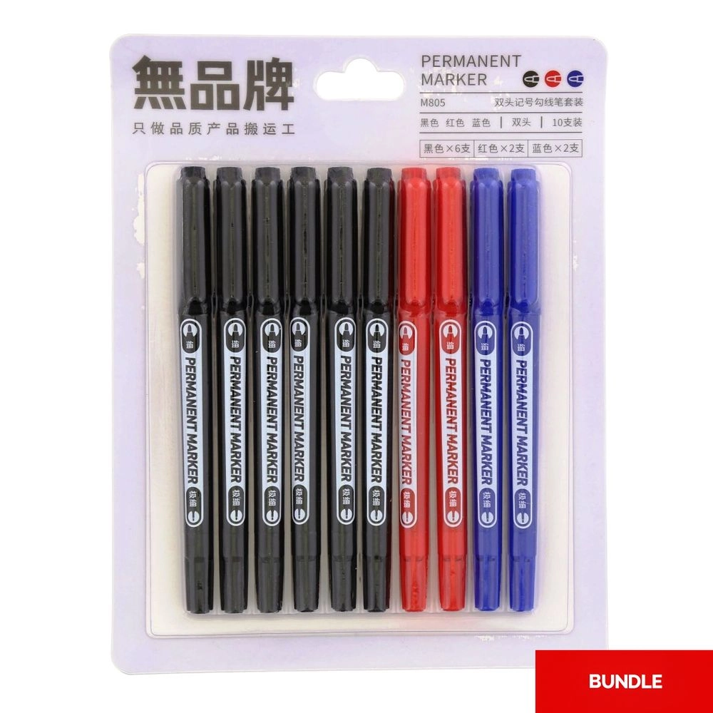 LANGUO Small Barrel Marker Pens - Black+Red+Blue Color 3 Color Double Head Marker Pen Bundle