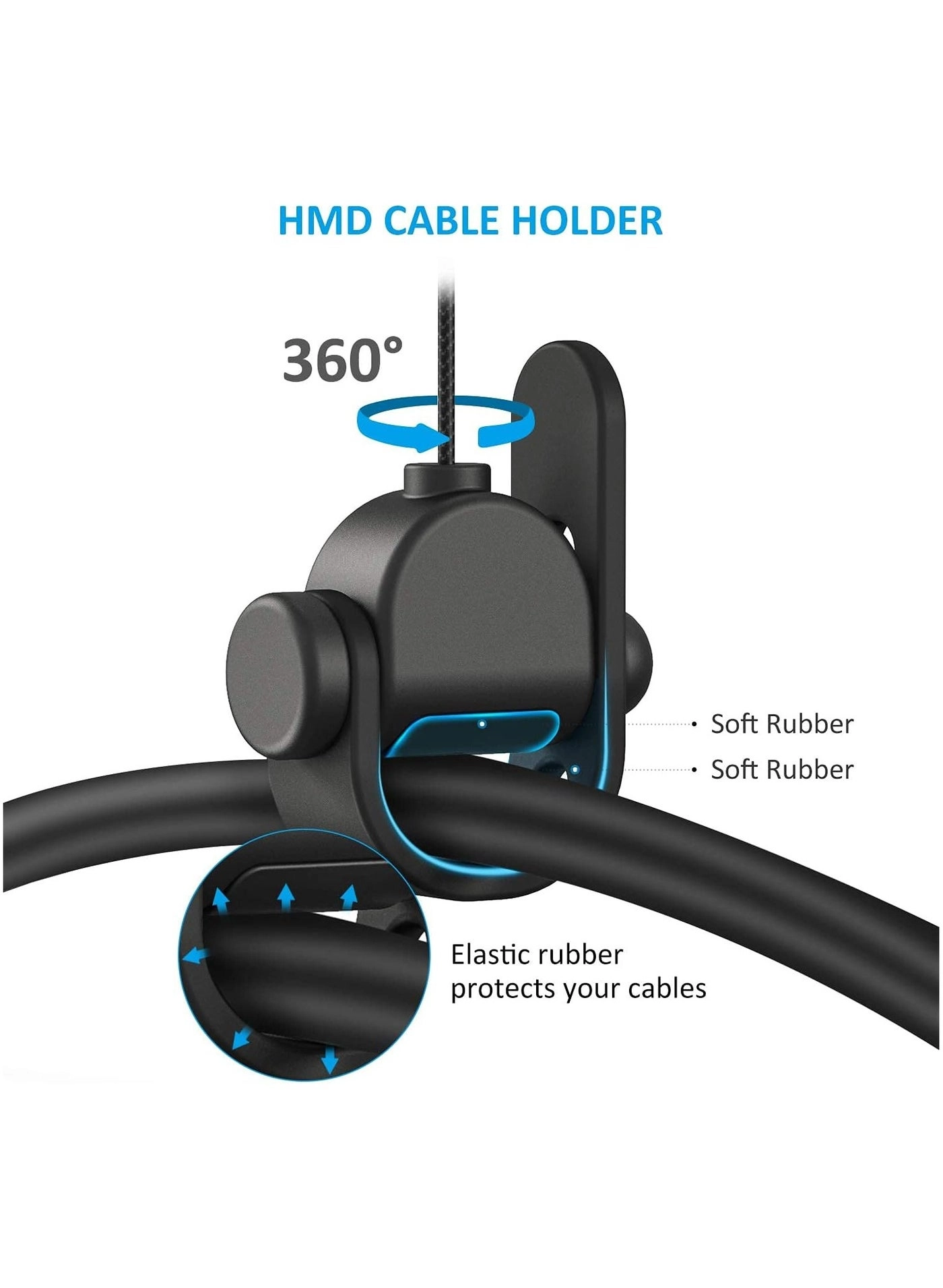 VR Cable Pulley System - 6 Pack Black Compatible with Quest 2