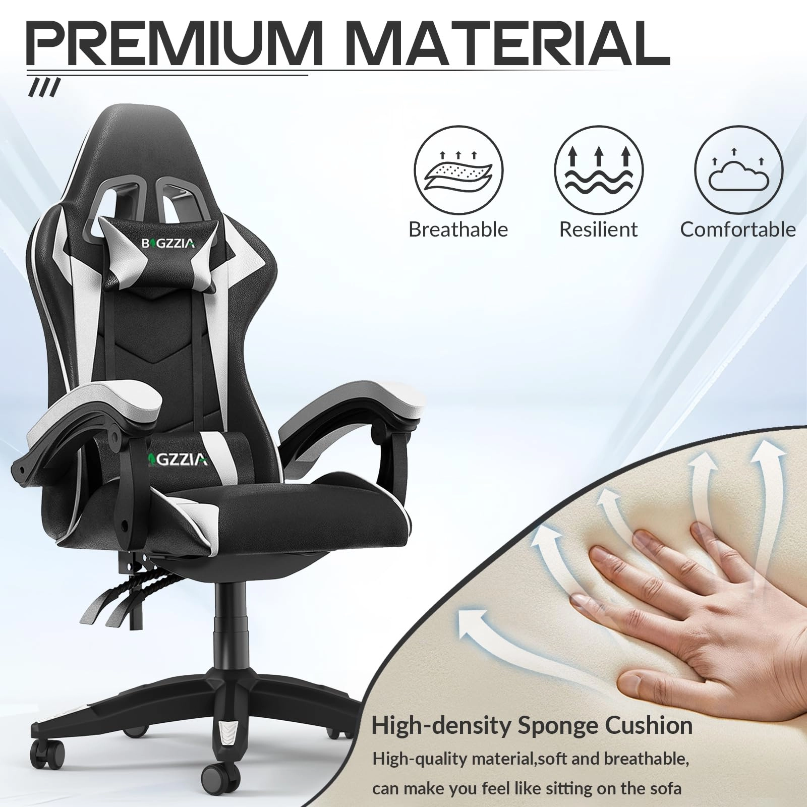 A gaming chair - Adjustable Height Reclining Feature