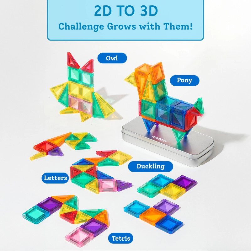 Mini Colorful Magnetic Tiles - 66 pcs