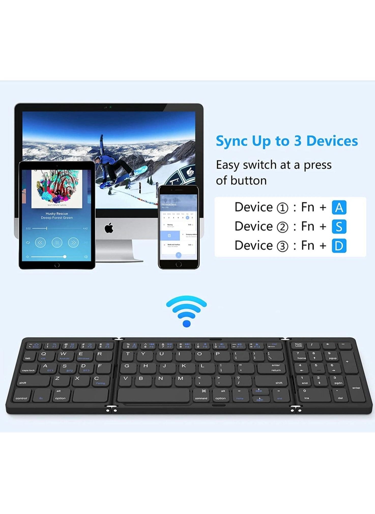 Foldable Bluetooth Keyboard - Wireless