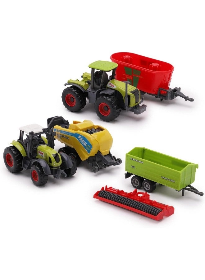 Farm Tractor & Implements Set - Approx. 5cm 6pcs