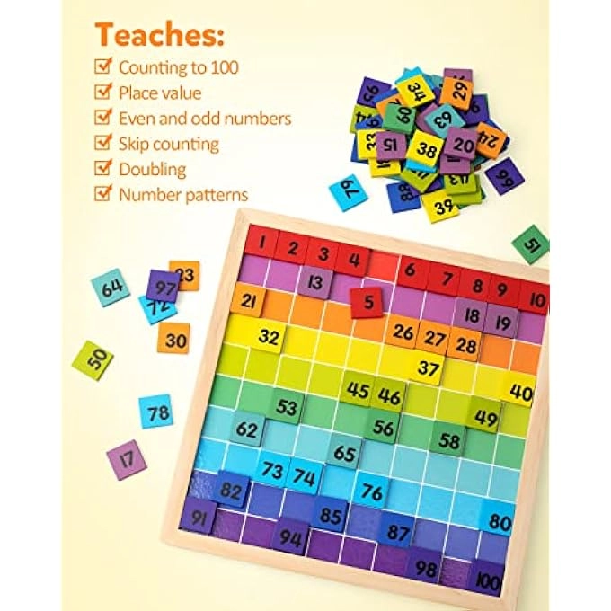 Wooden Math Hundred Board - 3 4 5 Year Old