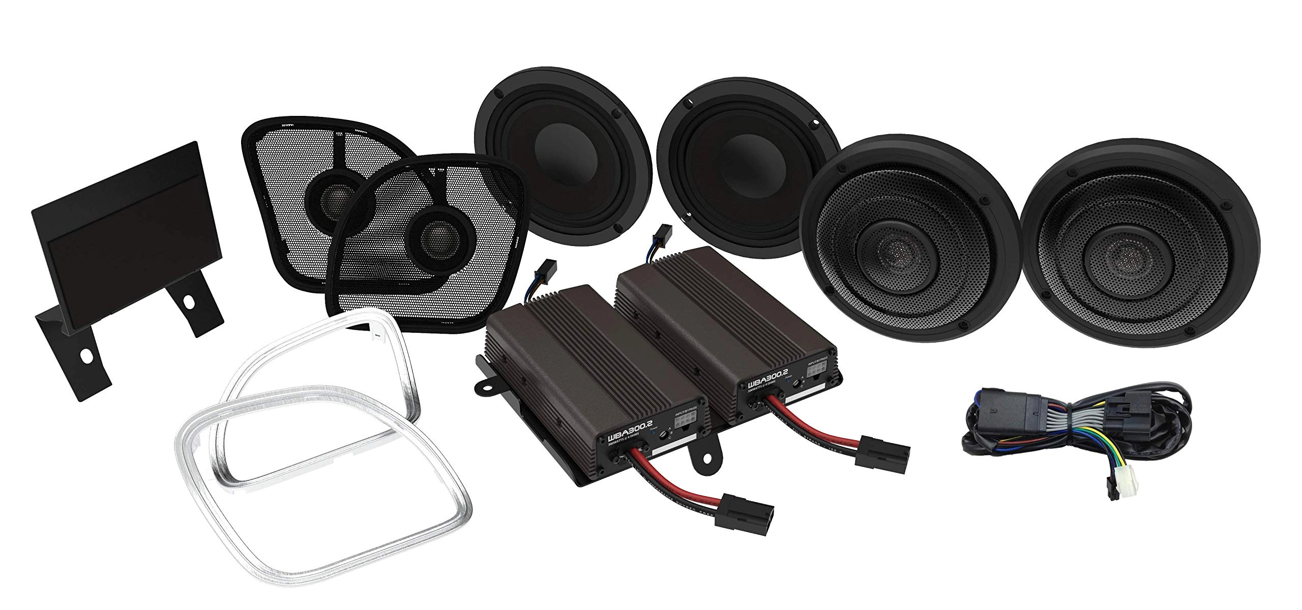 Hogtunes WBA ULTRA KIT RG - 600-Watt 4 Channel Amp Front Rear Speakers