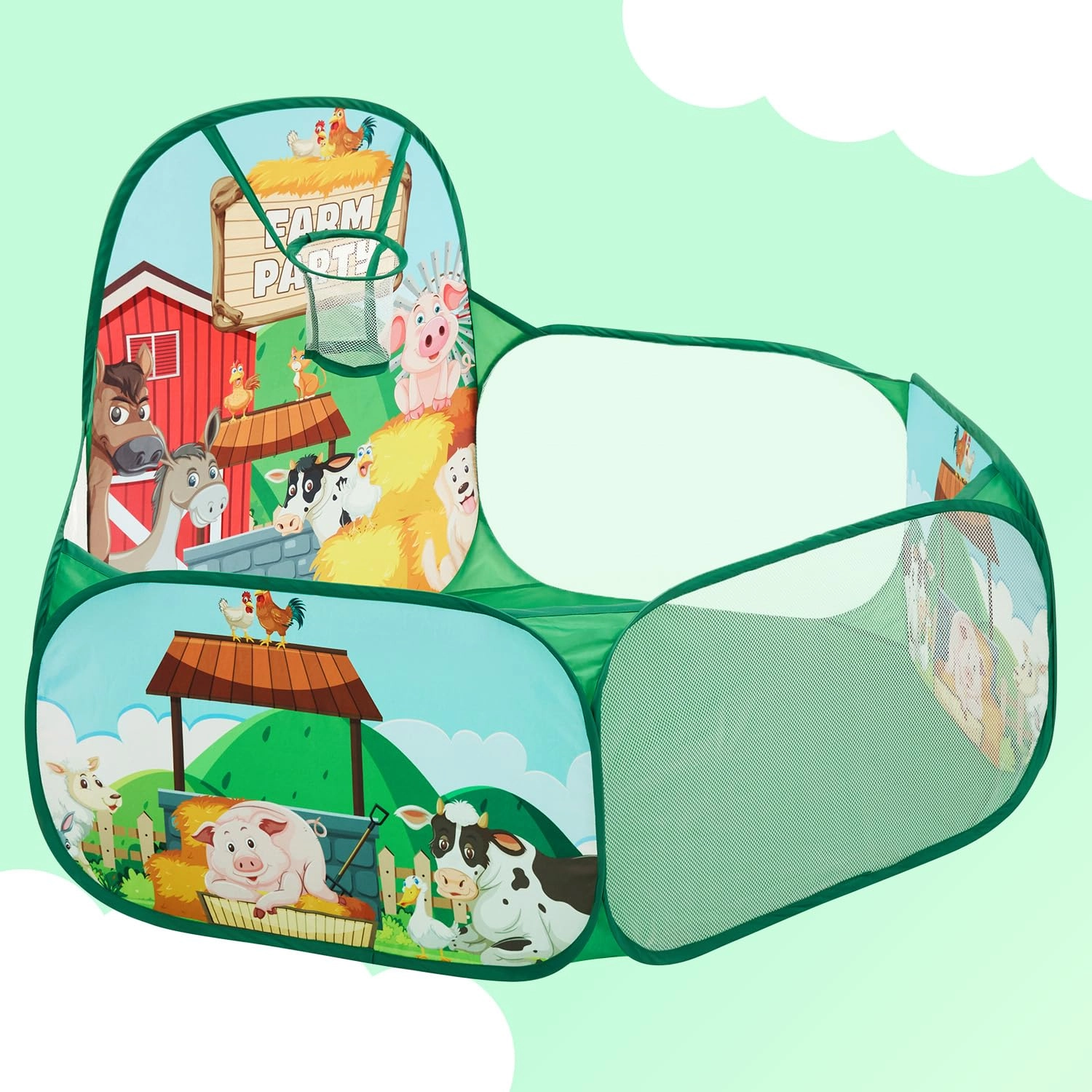 Ball Pool Play Tent - Farm Animals 30 Balls Multicolour