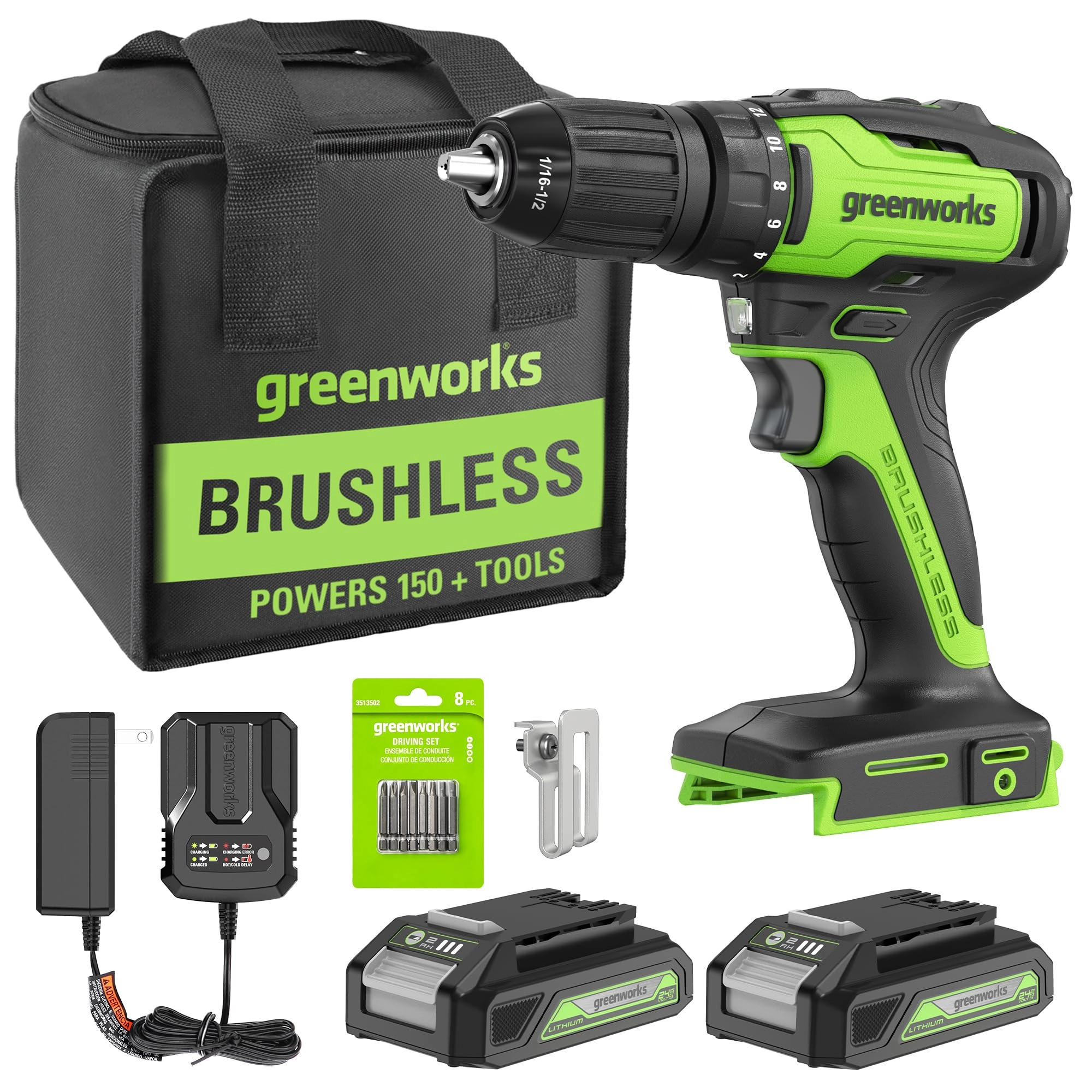Greenworks Brushless Cordless Drill - 2Ah 24V
