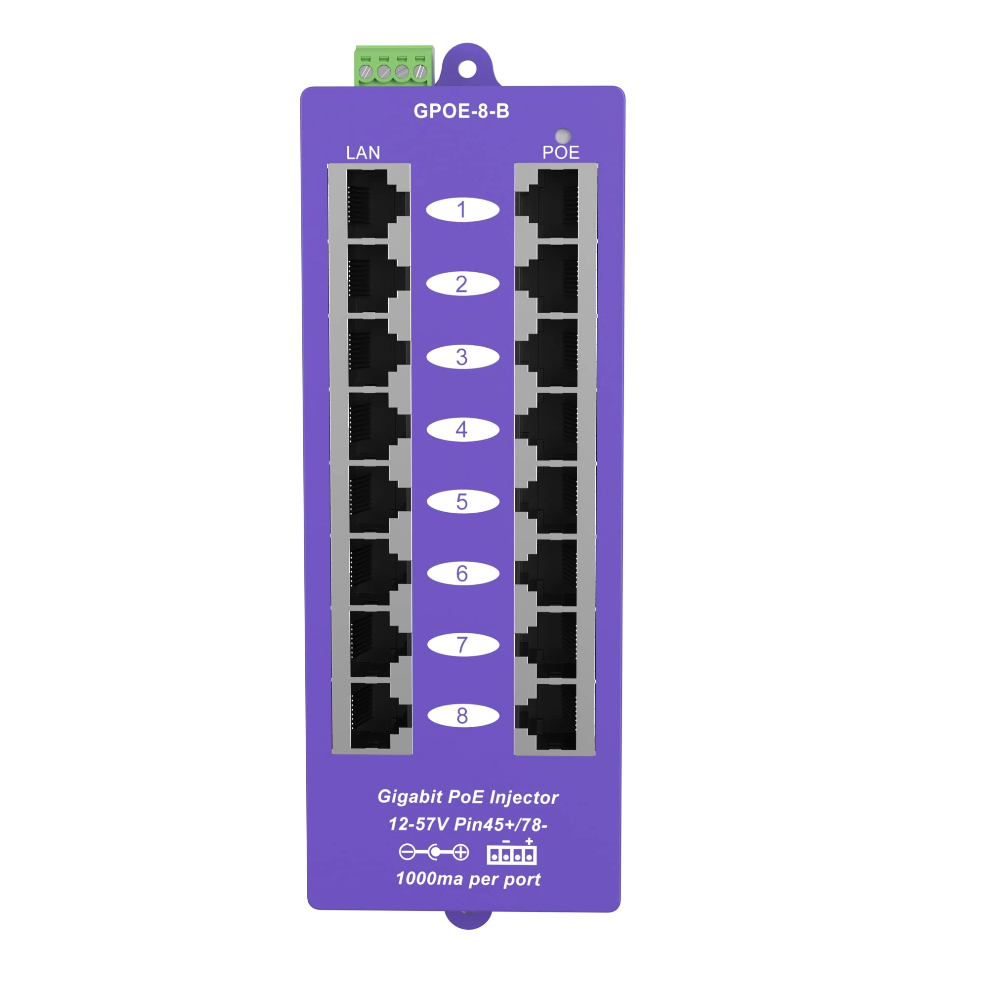 ZHANGQING GPOE-8B - 48V 120W 8 ports 802.3AT 802.3af 1000 Megabytes Per Second