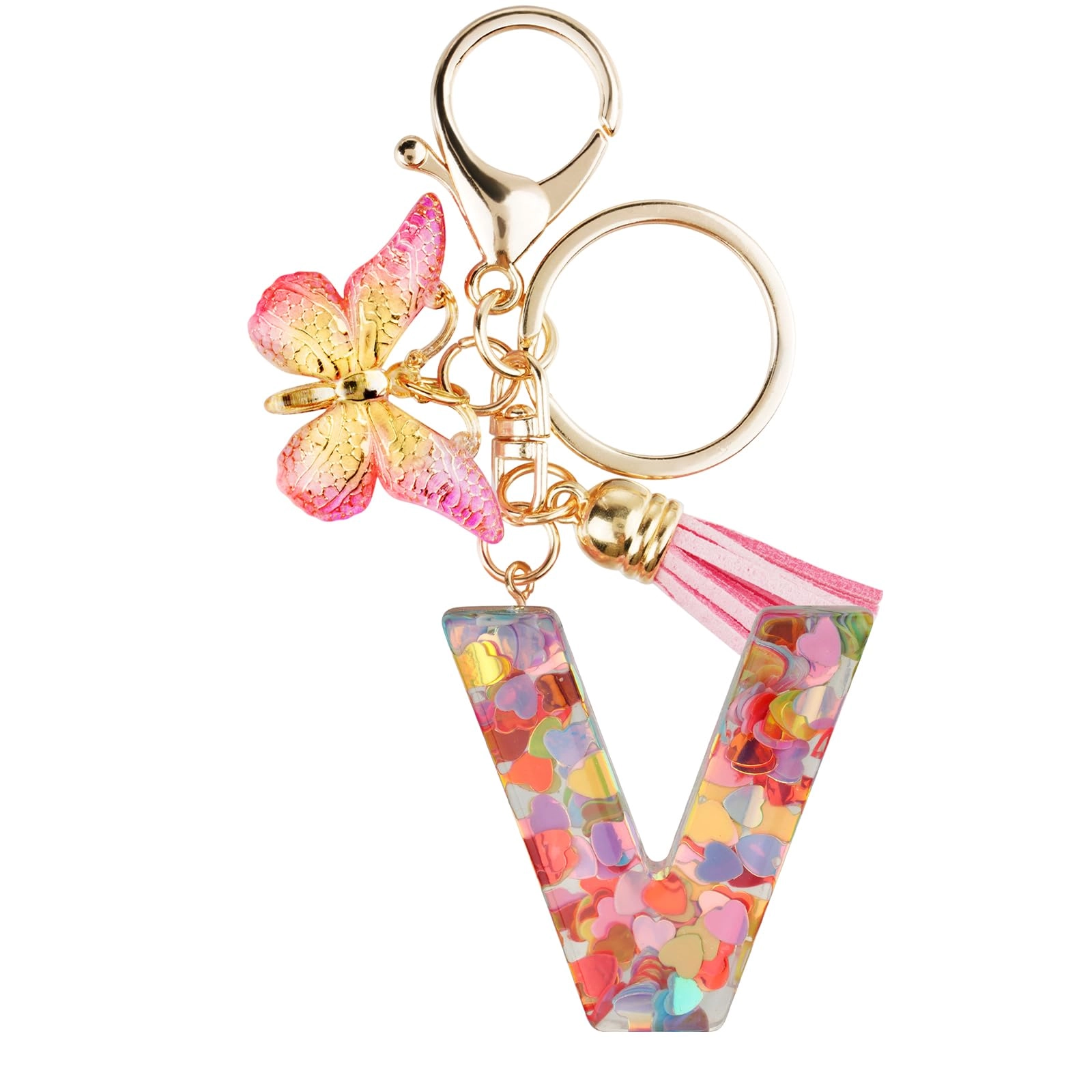 Initial Letter Keychain - Butterfly