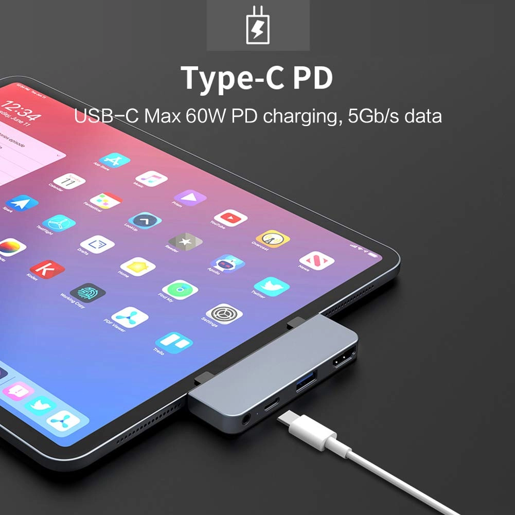 iPad Pro USB C Hub - 4-in-1 4K30Hz HDMI 60W PD
