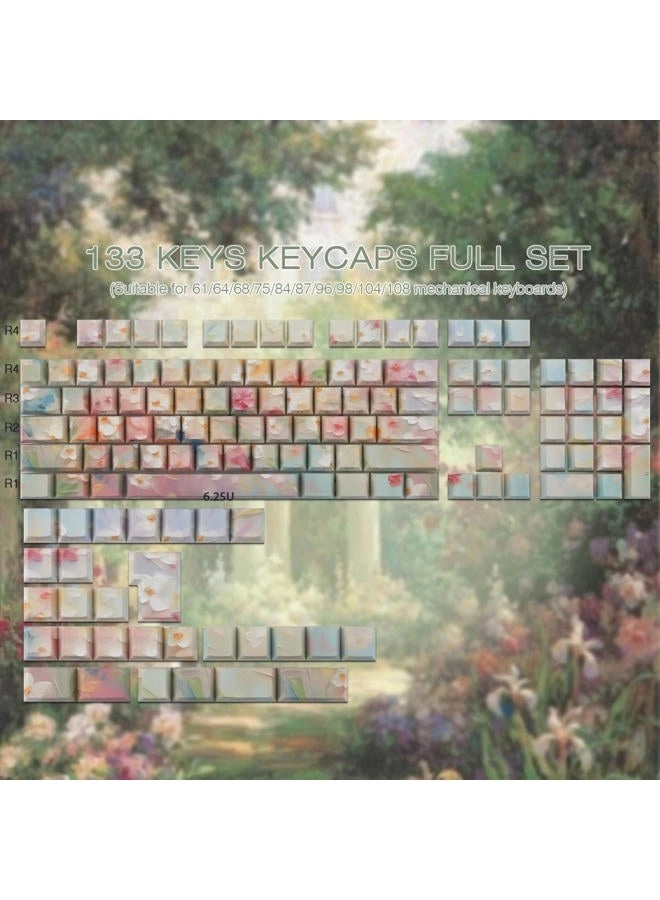 Garden Oil Painting PBT Keycap Set - 133-Key