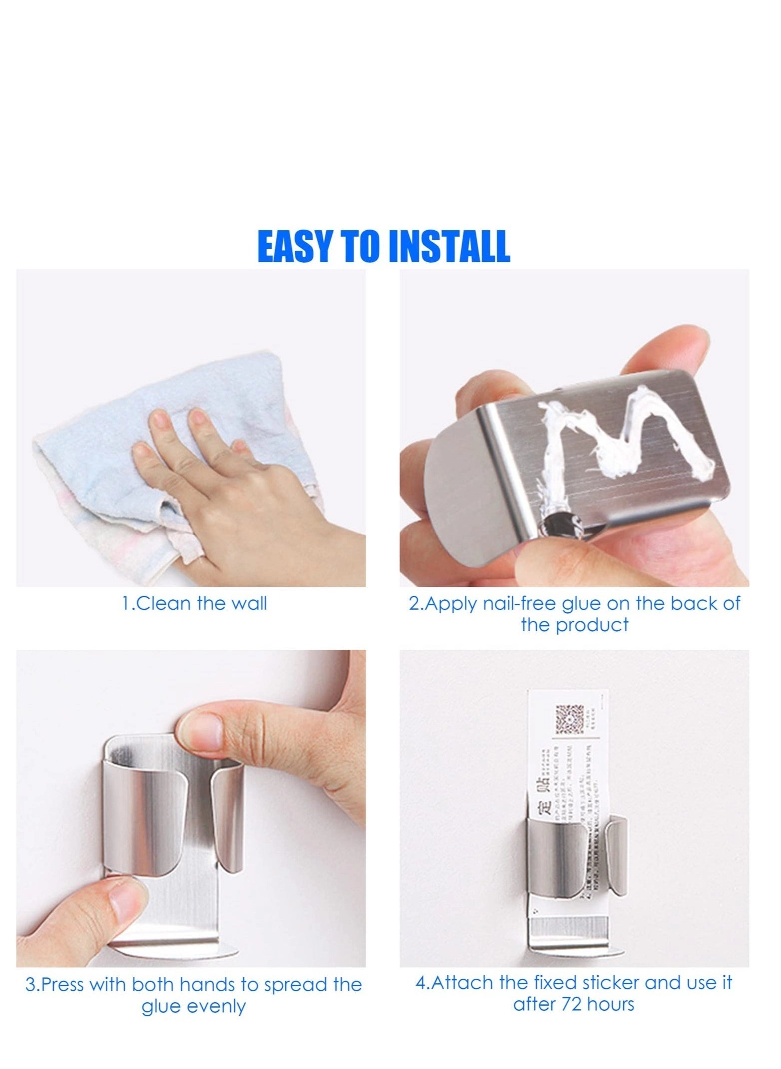 Stainless Steel Toothbrush Holder - 2 Wall-mounted