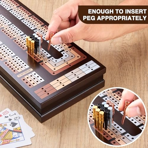 Cribbage Board - 4-Track Wooden Magnetic Scoreboard