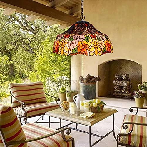 Tiffany Round Chandelier - E27 Colored Peach 30*19cm