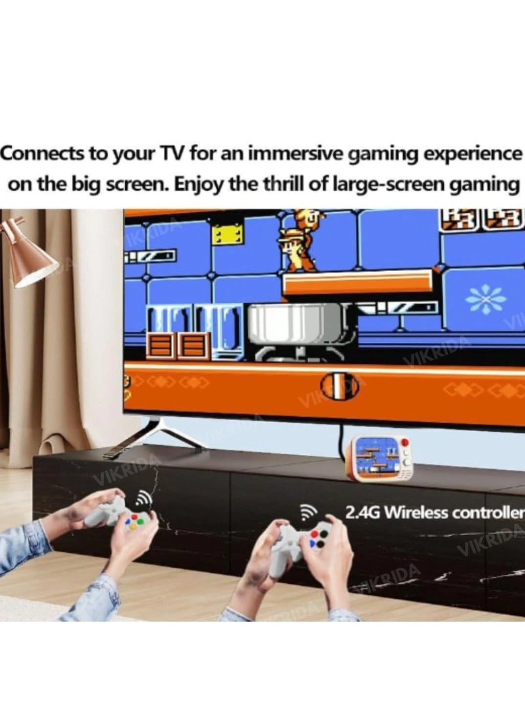 Mini TV Retro Game - 740 Classic Games 3.5" Screen 2.4G Wireless Controllers