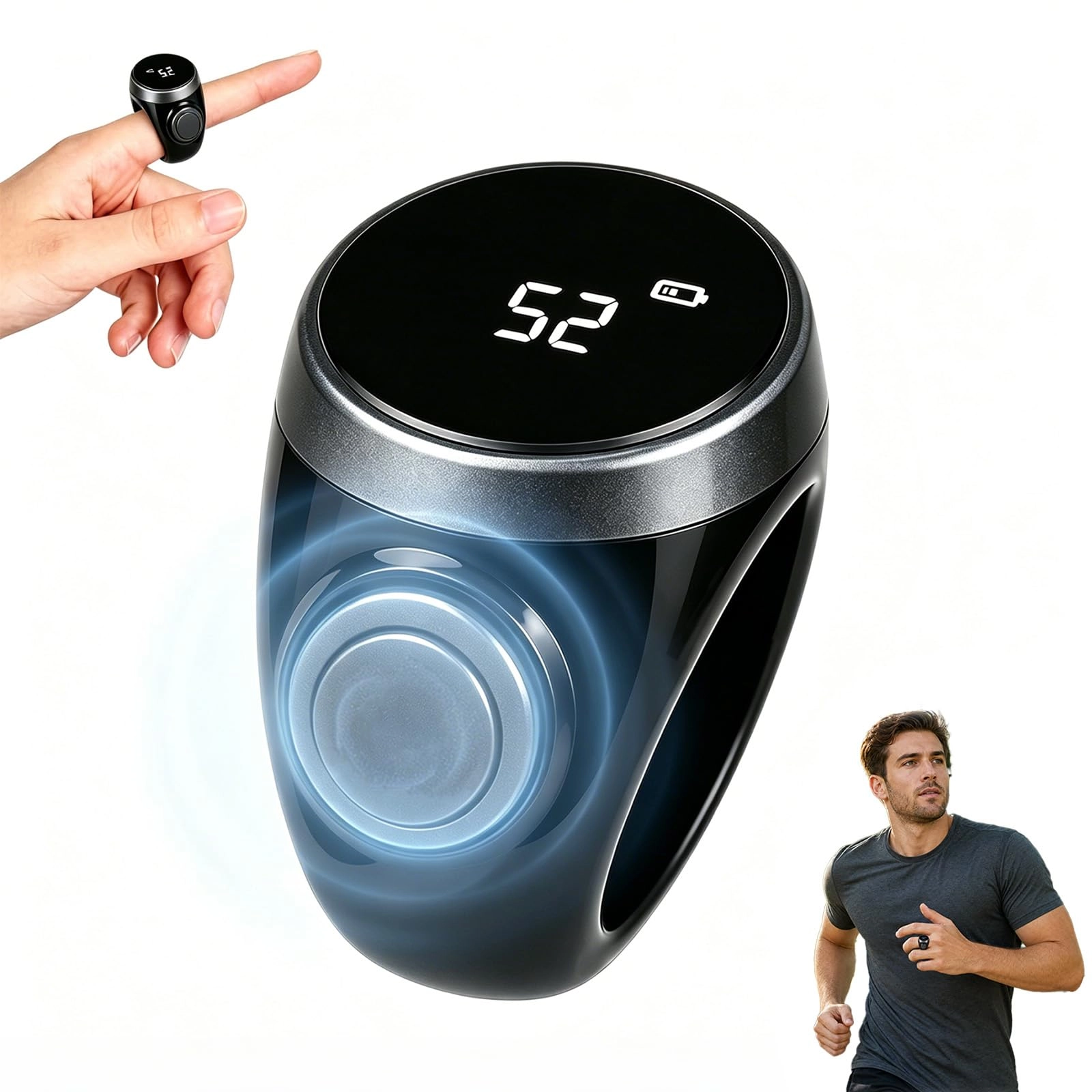 PG Online Waterproof Smart Counter Clicker - Digital Touch Screen 2 Silicone Rings