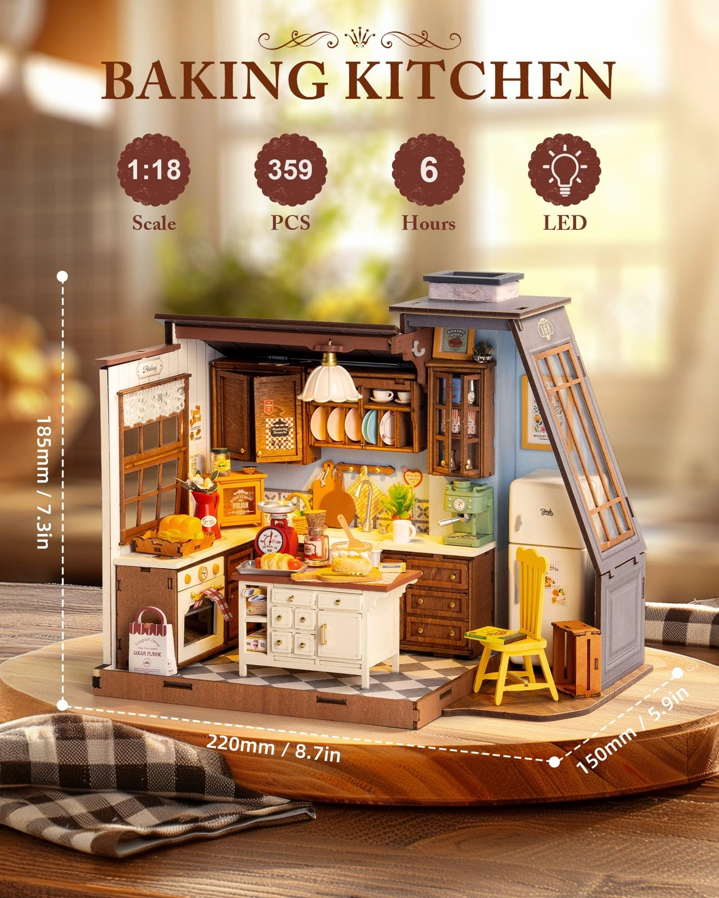 Dollhouse Kitchen Bakery Kit - cream Wood