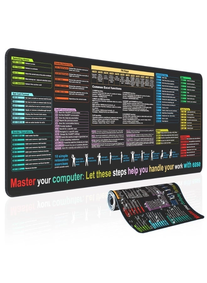 OSHIMA Excel Cheat Sheet XL Cloth Gaming Mouse Pad - 80x30 cm