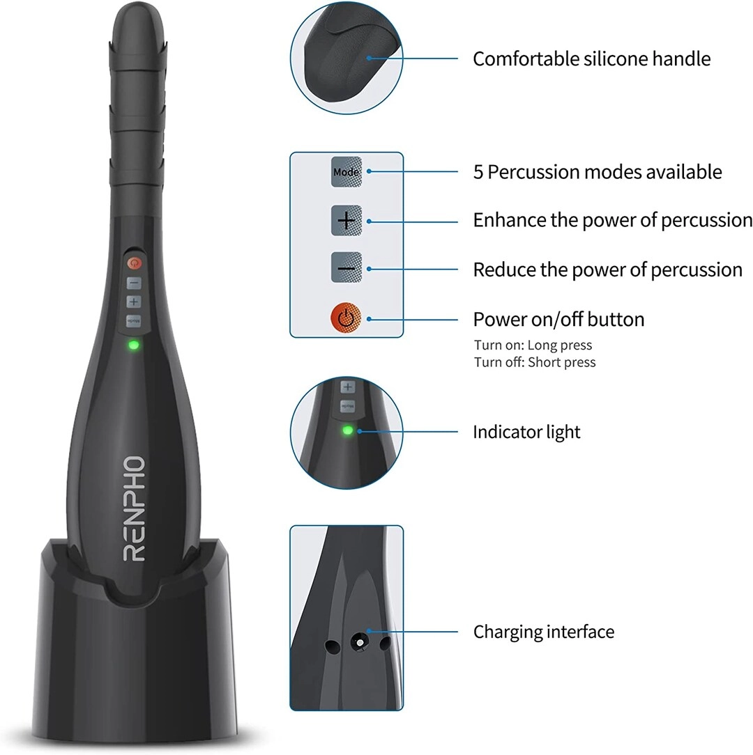 Rechargeable Hand Held Deep Tissue Massager - Cordless Percussion