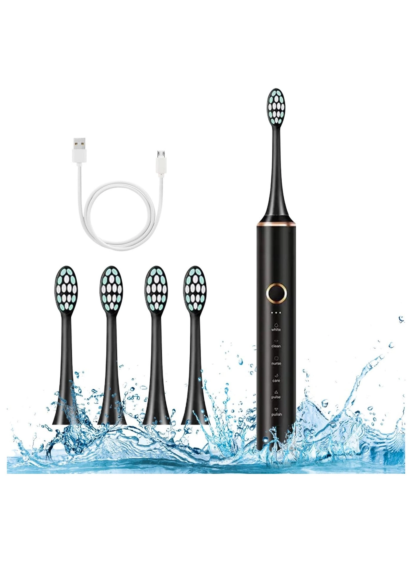 RATSAW Electric Toothbrush - 4 Brush Heads 6 Modes IPX7 Waterproof