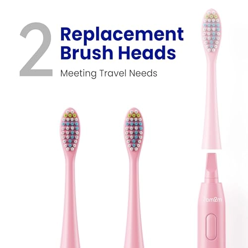 Sonic Electric Toothbrush - 2 Replacement Brush Heads Type-C Rechargeable 1 Charge for 90 Days