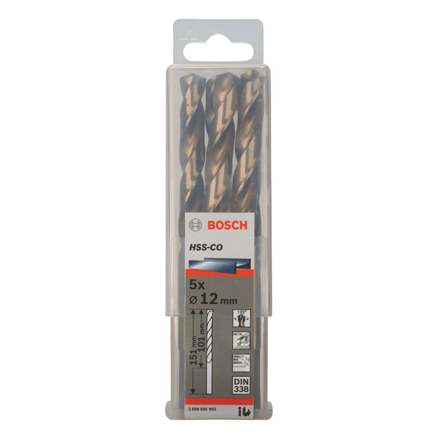 HSS-CO Metal Drill Bit - 1.2 x 10.1 x 15.1 cm 5 Pc.