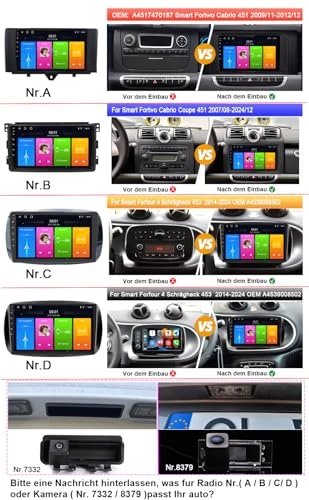 Navigator C + Camera 8379 - CarPlay Android GPS Navigation Compatible with Smart Fortwo Forfour 451 453