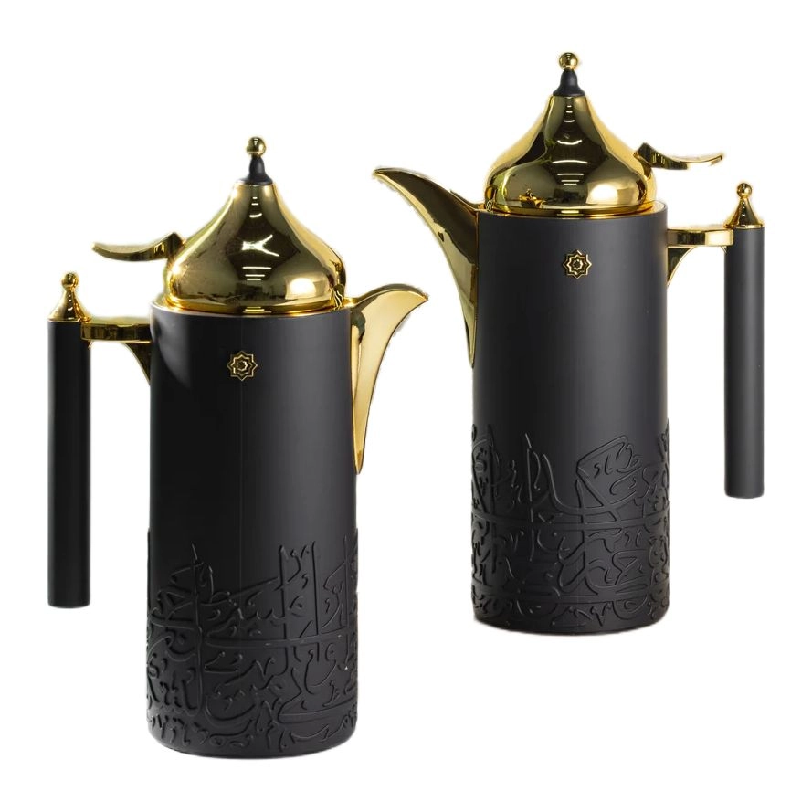 OTANTIK Vacuum Flasks - Black & Gold 8 x 12 x 28 cm Set