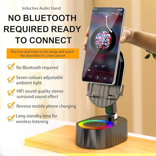 Wireless Induction Audio Bluetooth Speaker - Phone Holder Colorful Ambient Light