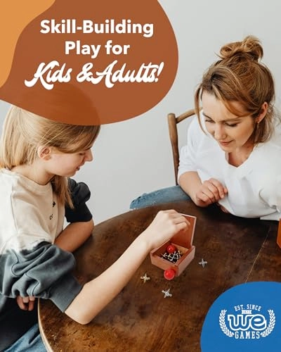 Old-Fashioned Metal Jacks - Wooden Box Red