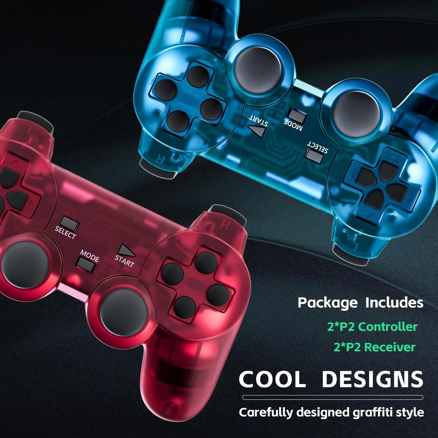 Wireless Controller - ClearGreen and ClearPurple