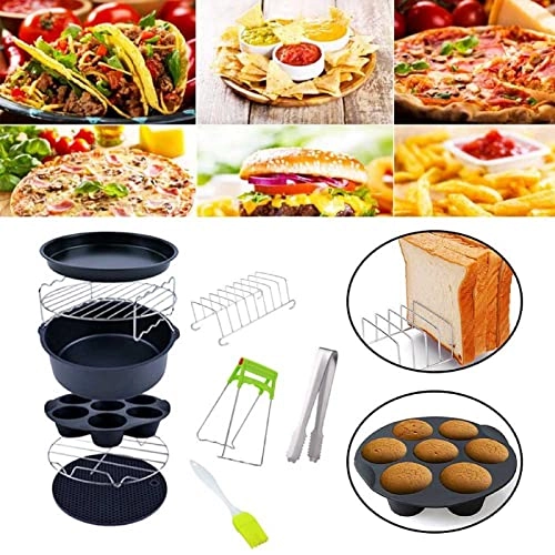 Air Fryer Accessories - Carbon steel, stainless steel, silicone 10pcs/set