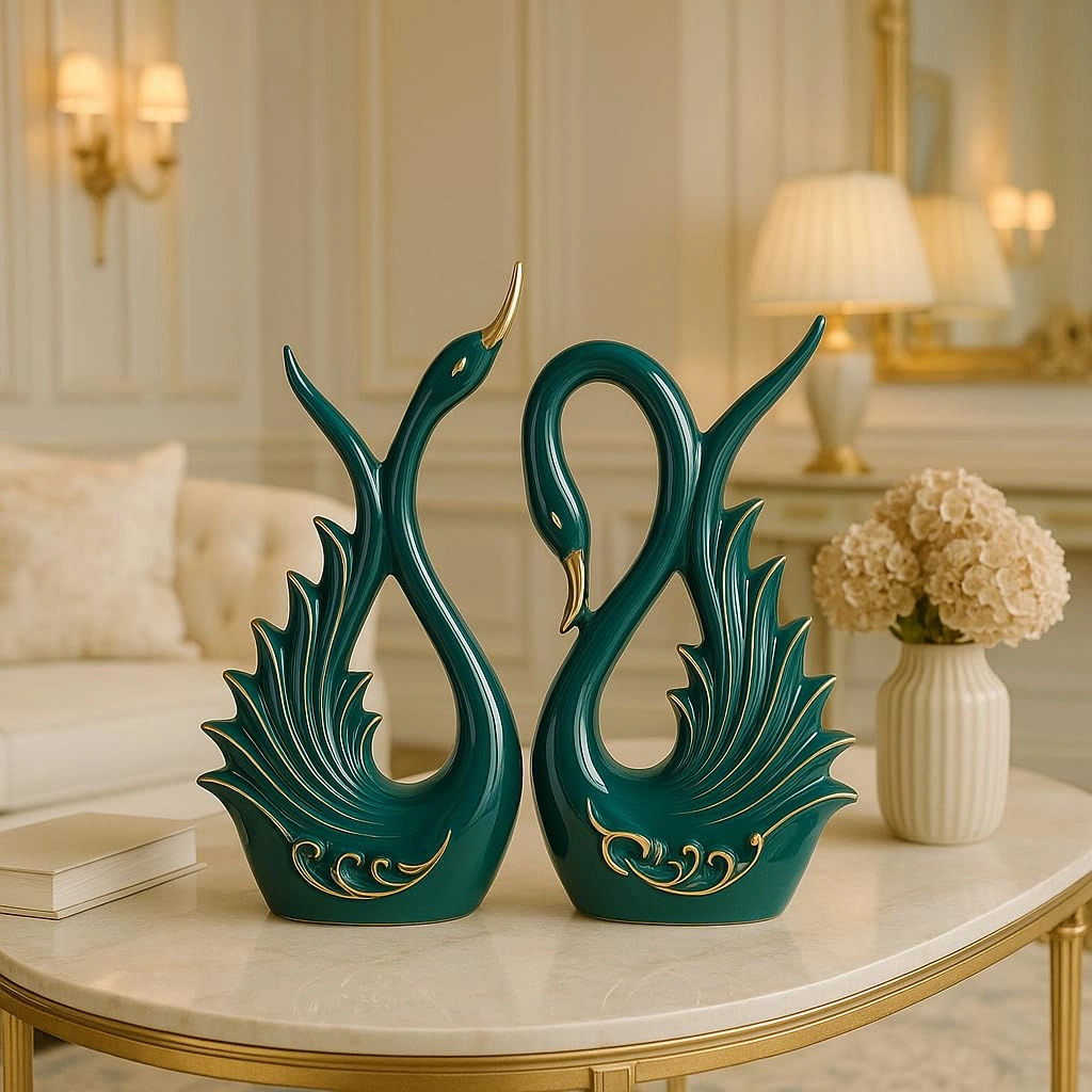 LIFEHACKS, LIFEHACKS, A13 VIKAS MARG, JAIPUR 302015 Modern Elite Swan Pair - Ceramic