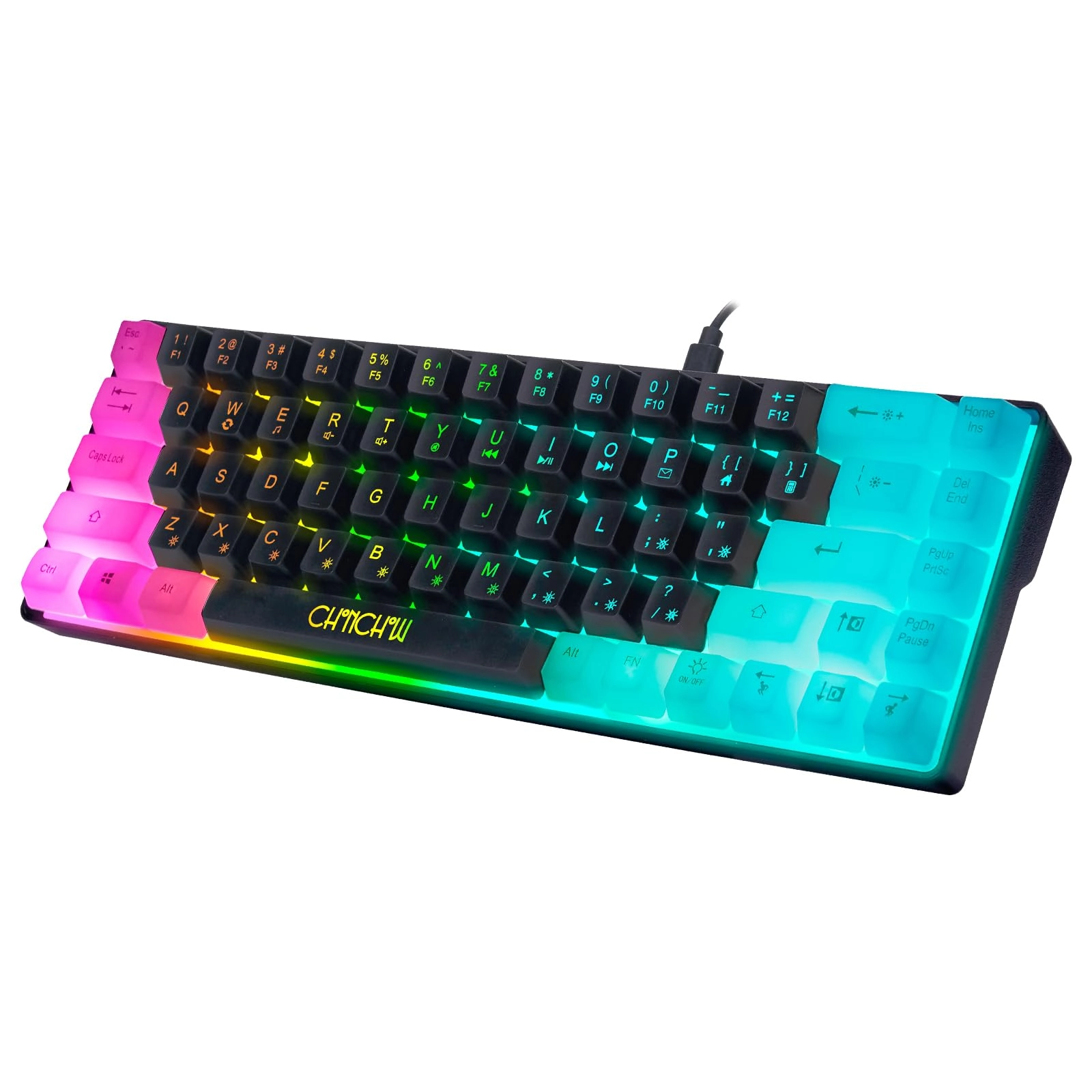 60% Gaming LED Keyboard - 60% Compact Wired