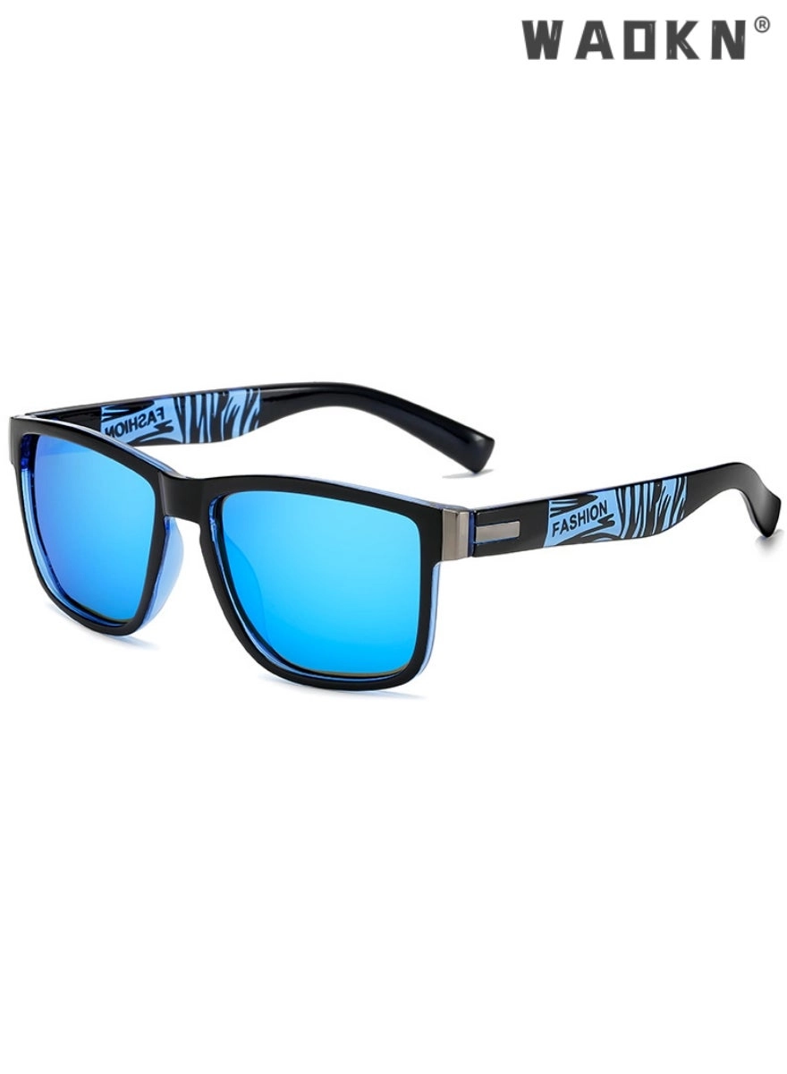 WAOKN Semi Frame Square Sunglasses - 55 mm Black Gray
