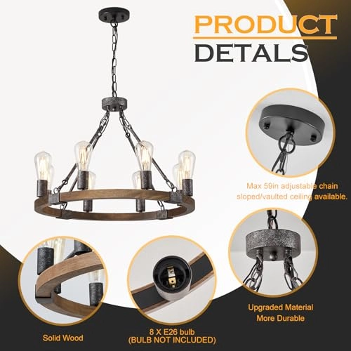 Wagon Wheel Chandelier - Dimmable