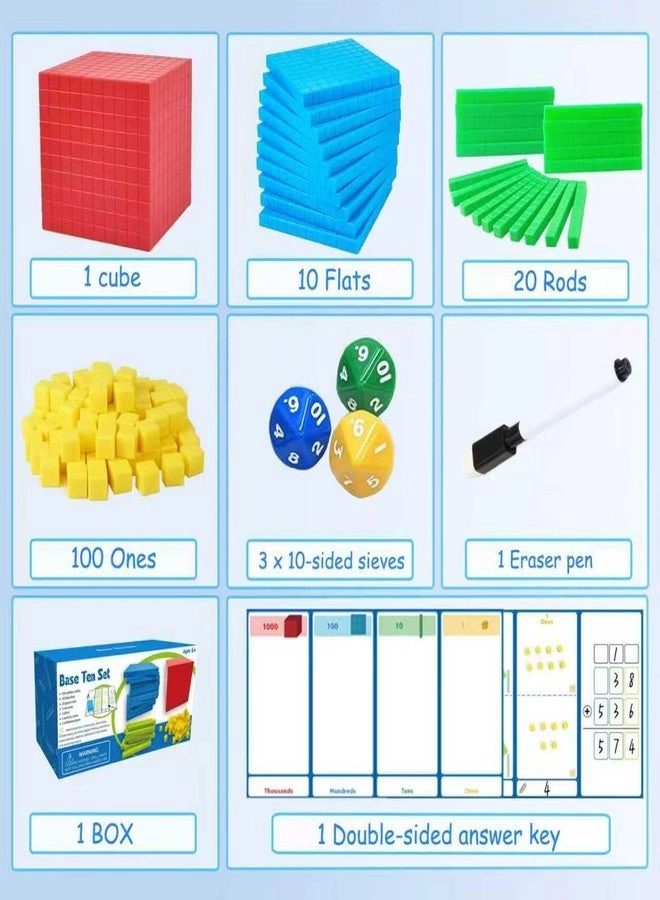 Base Ten Blocks - Kindergarten 1st-3rd Grade 137 pieces