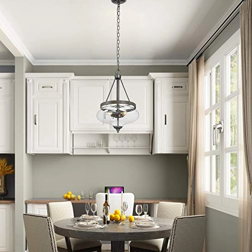 Glass Pendant Lighting Fixture - 59 adjustable chain