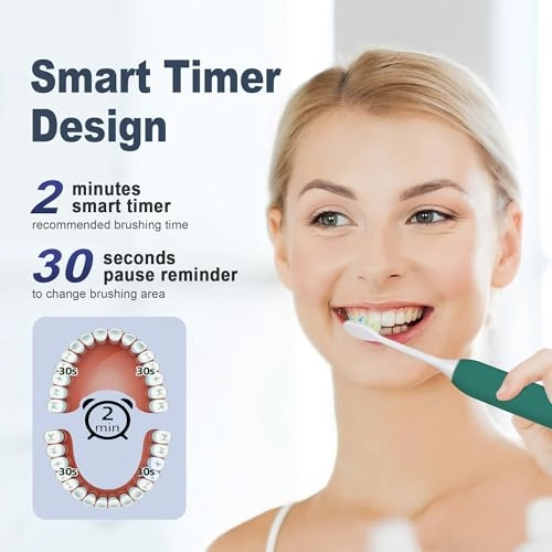 Sonic Electric Toothbrush - 6 Brush Heads 90-Day Battery