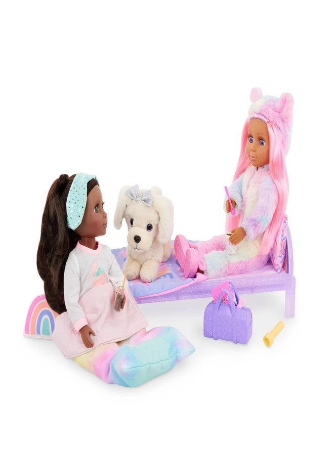 Rafa Fashion Doll - 14-Inch Pink Hair + Bedtime Playset - Bed & Accessories Ages 3+