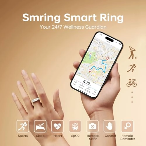 Smring Smart Ring - Fitness & Sleep Tracker Heart Rate Monitor