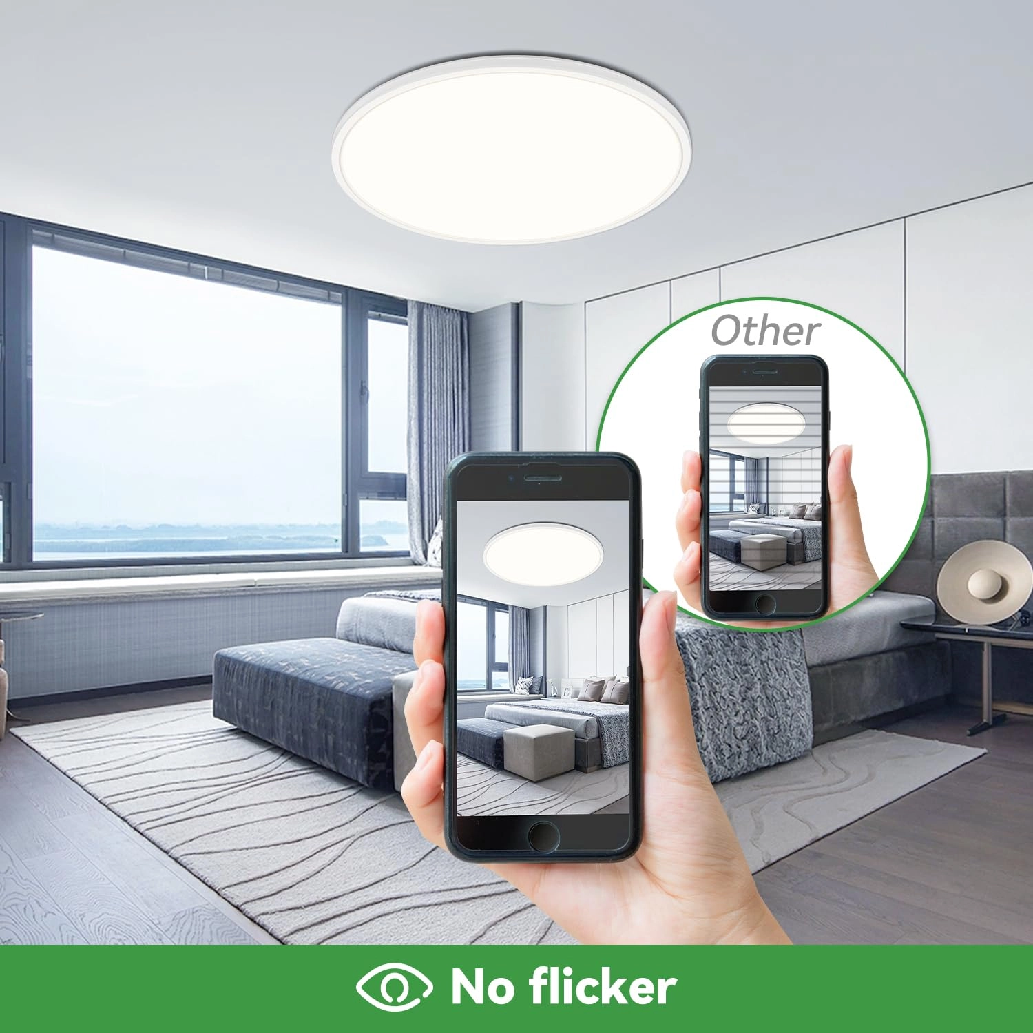 Flush Mount Ceiling Light - 3000/4500/6000K Dimmable