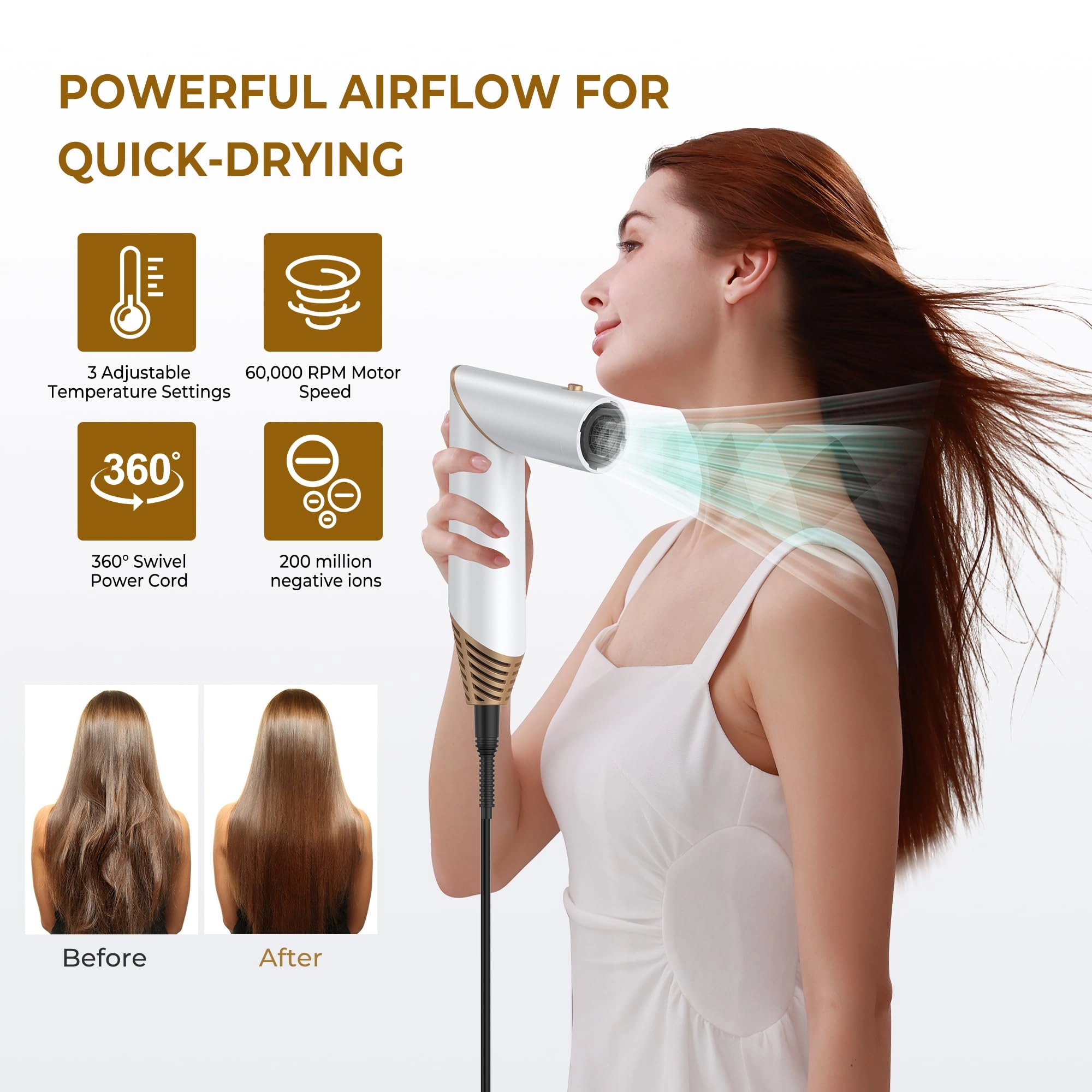 5 in 1 Blow Dryer Brush - Green Gold 800 watts