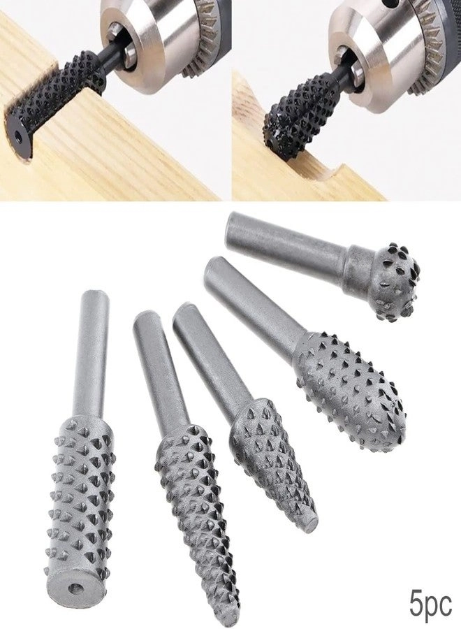 Rotary Burr Rasp - Carbon 5Pcs 1/4 Inch Shank
