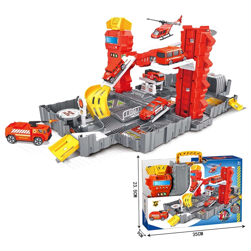 Fire Series Parking Lot - 1 helicopter 2 fire vehicle