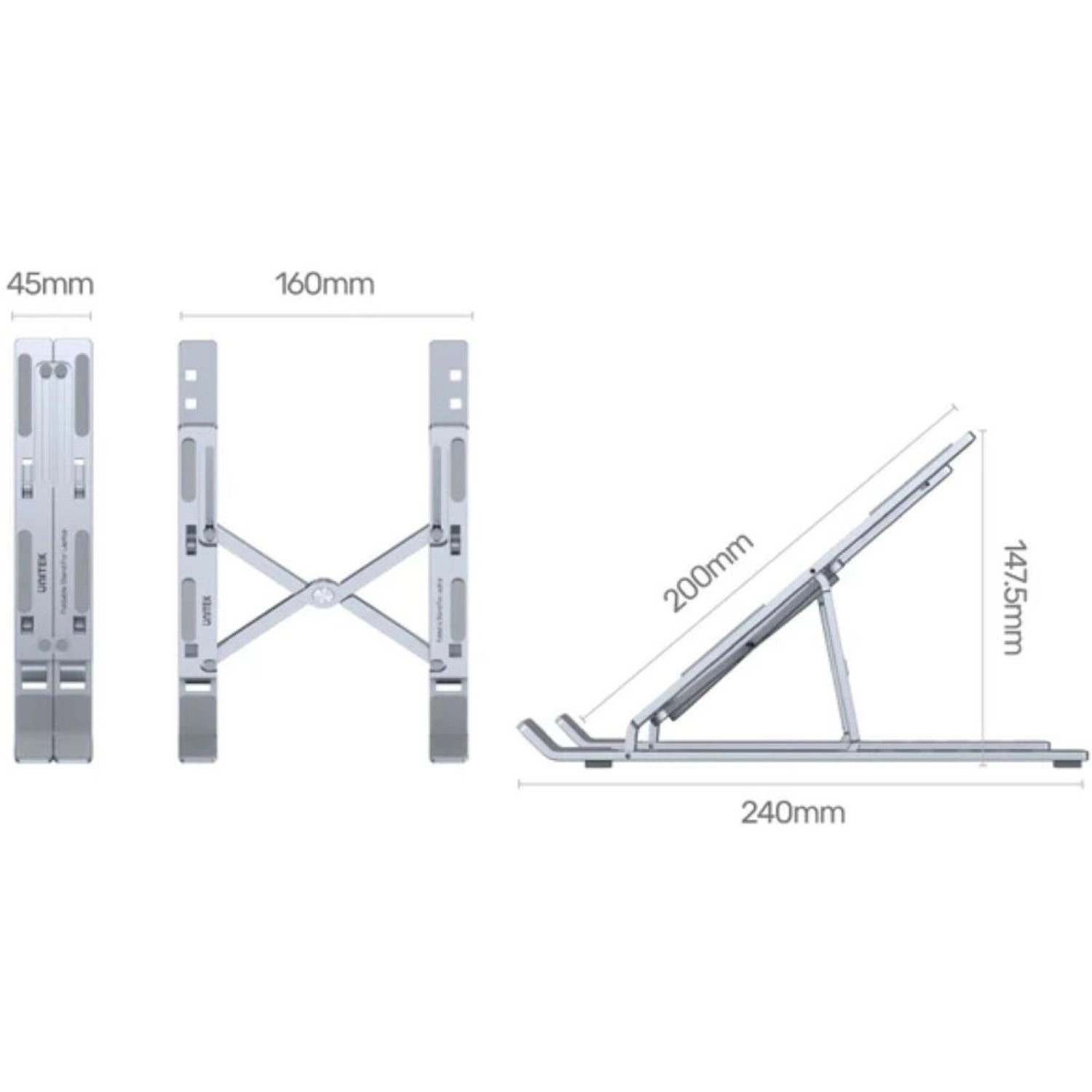 Foldable Laptop Stand - Silver 6 adjustable levels